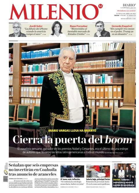 Portada de Milenio Laguna del lunes, 14 de abril de 2025