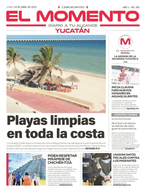 Portada de El Momento Yucatan del lunes, 14 de abril de 2025