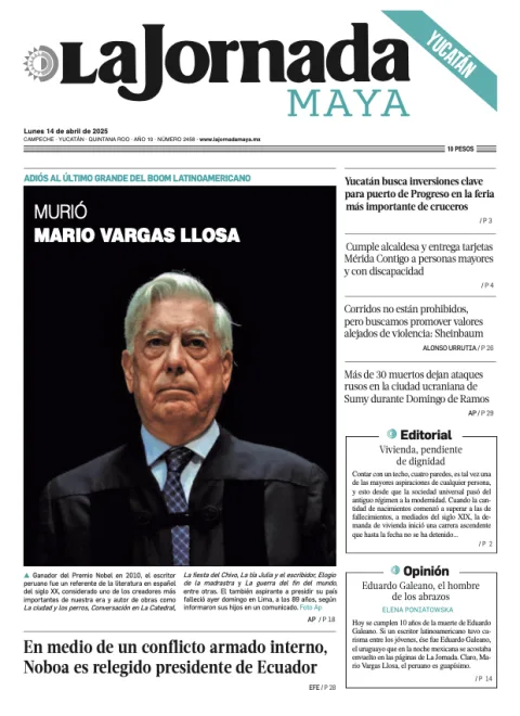 Portada de La Jornada Maya Yucatán del lunes, 14 de abril de 2025