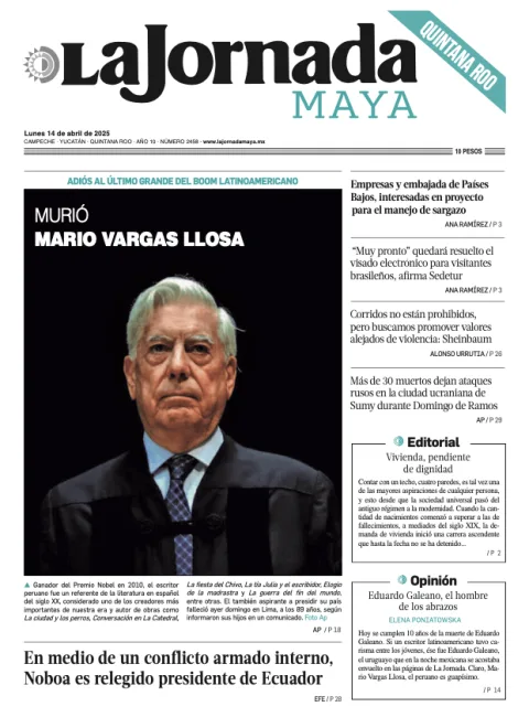 Portada de La Jornada Maya Quintana Roo del lunes, 14 de abril de 2025
