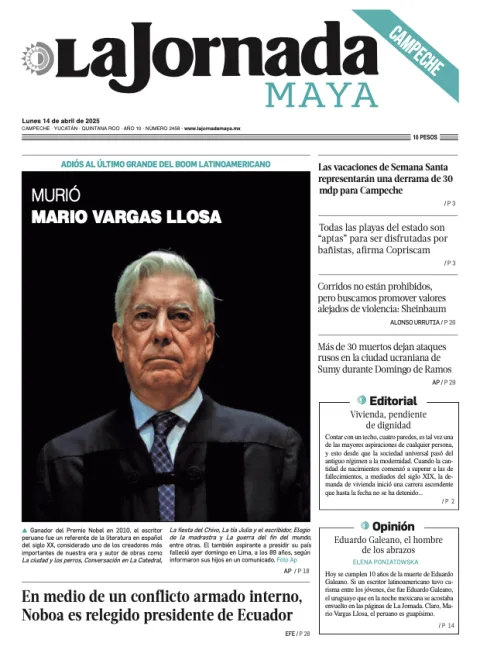 Portada de La Jornada Maya Campeche del lunes, 14 de abril de 2025