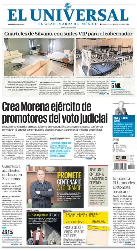 Portada de El Universal