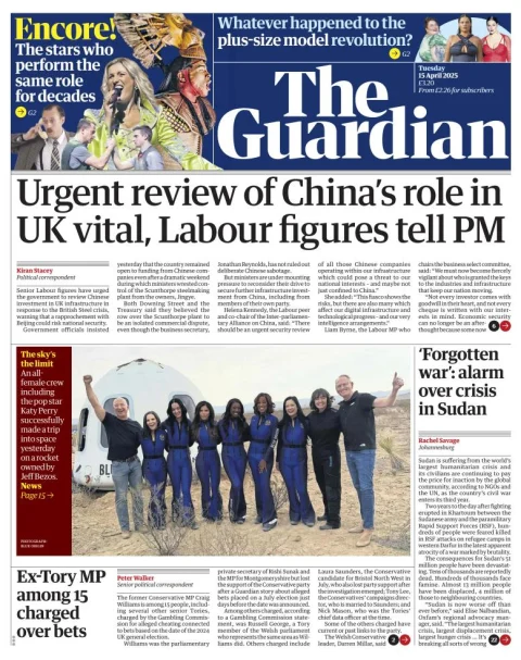 Portada de The Guardian (reino Unido) del martes, 15 de abril de 2025