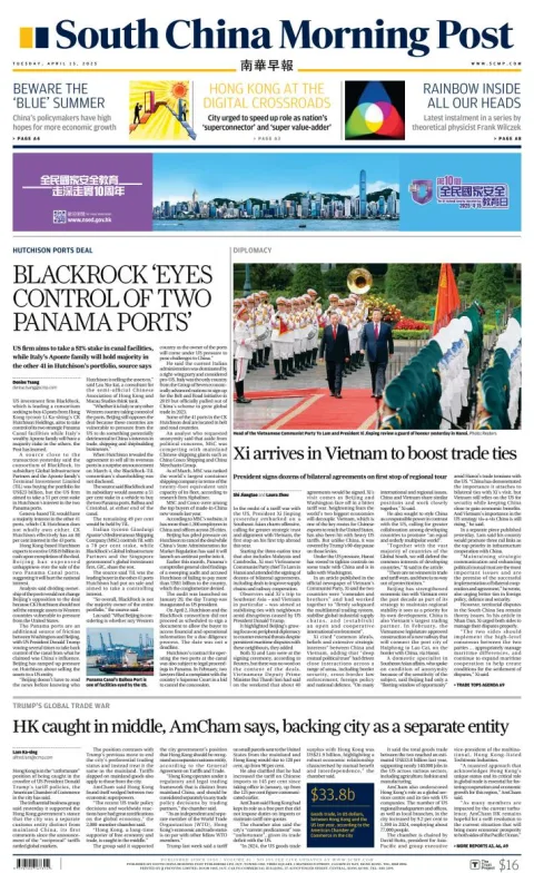 Portada de South China Morning Post del martes, 15 de abril de 2025