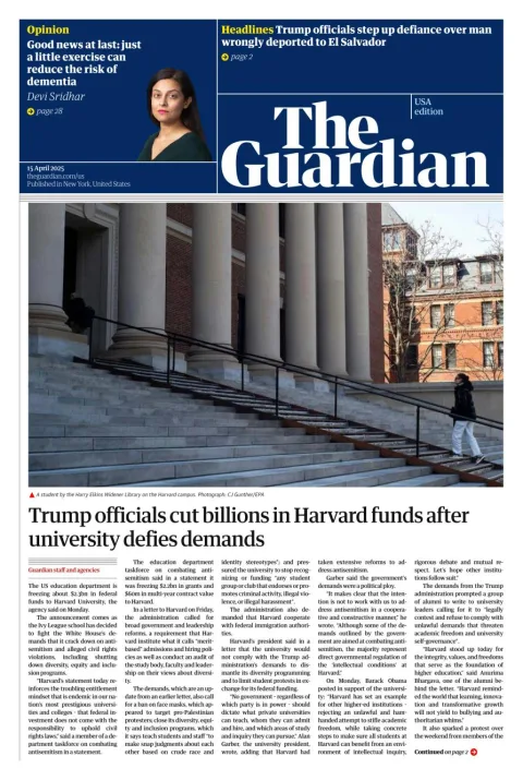Portada de The Guardian (usa)