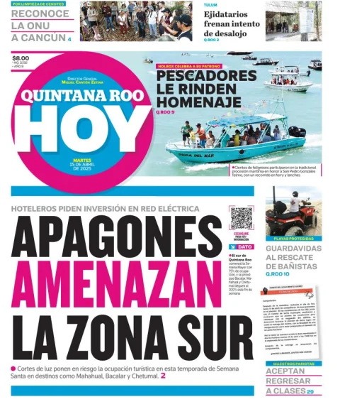 Portada de Quintana Roo Hoy del martes, 15 de abril de 2025