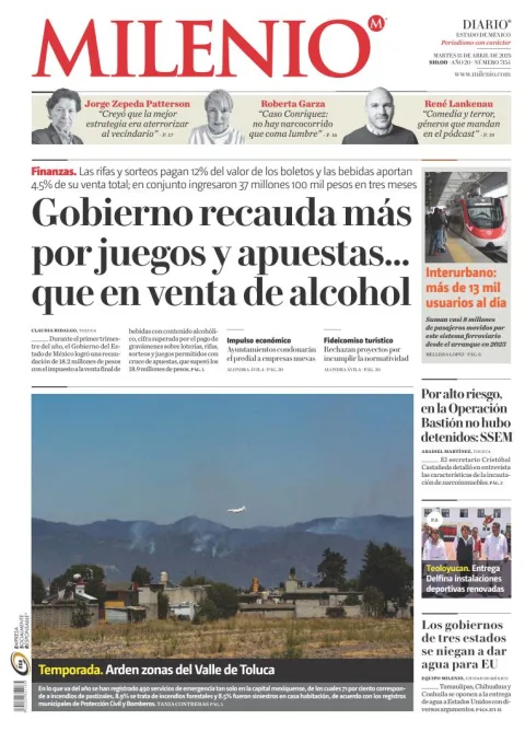 Portada de Milenio Edo de Mexico del martes, 15 de abril de 2025