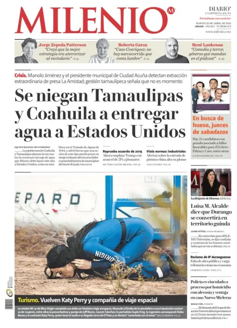 Portada de Milenio Laguna del martes, 15 de abril de 2025
