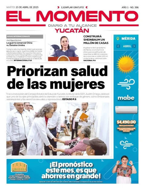 Portada de El Momento Yucatan del martes, 15 de abril de 2025