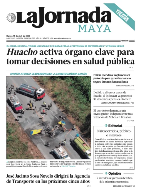 Portada de La Jornada Maya Yucatán del martes, 15 de abril de 2025