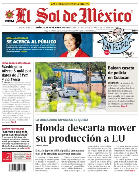 Portada de El Sol de Mexico