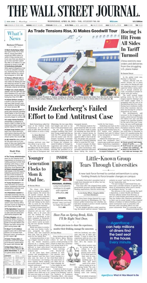 Portada de The Wall Street Journal