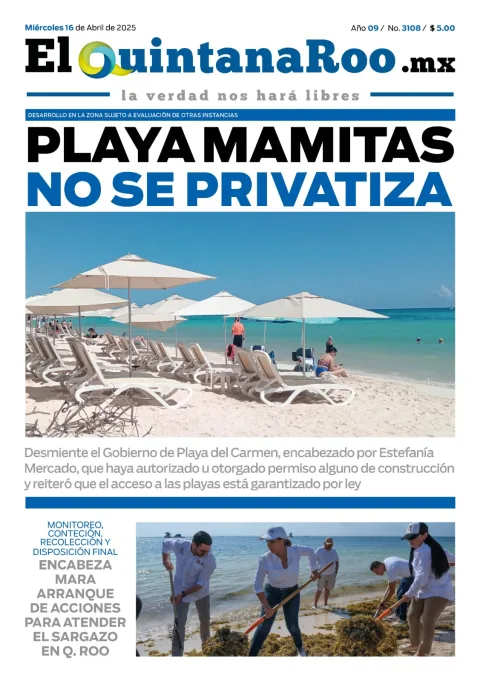 Portada de El Quintana Roo (portada) del miércoles, 16 de abril de 2025