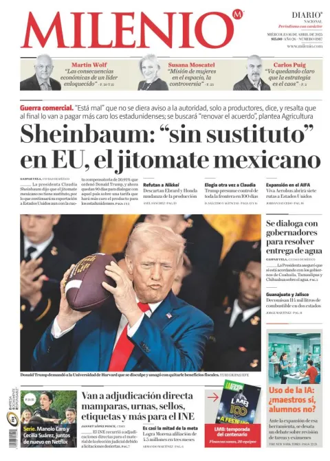 Portada de Milenio del miércoles, 16 de abril de 2025