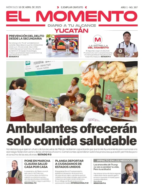 Portada de El Momento Yucatan del miércoles, 16 de abril de 2025