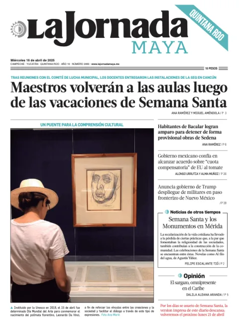 Portada de La Jornada Maya Quintana Roo del miércoles, 16 de abril de 2025