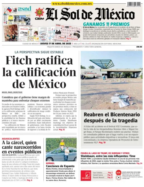 Portada de El Sol de Mexico