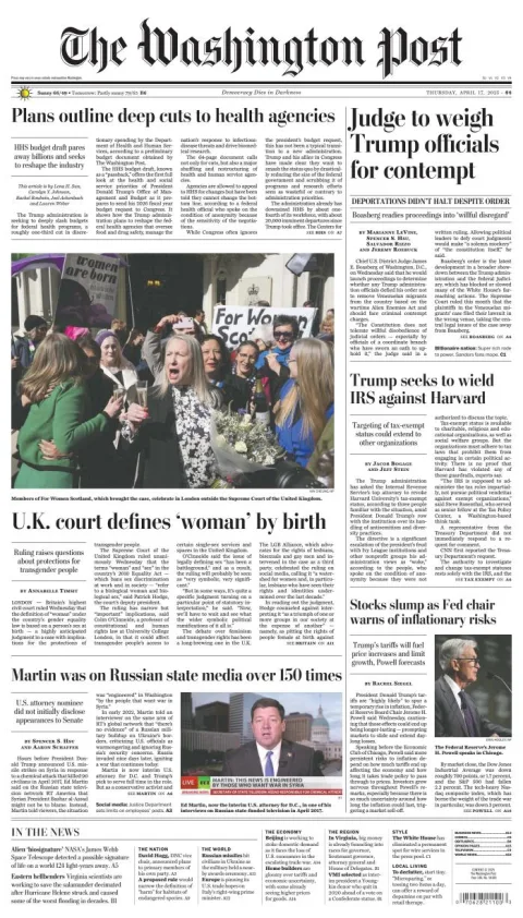Portada de The Washington Post