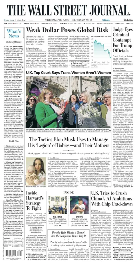 Portada de The Wall Street Journal