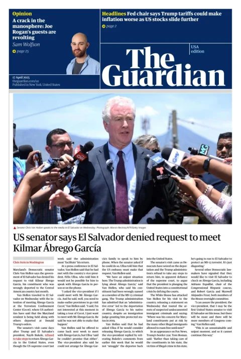 Portada de The Guardian (usa)