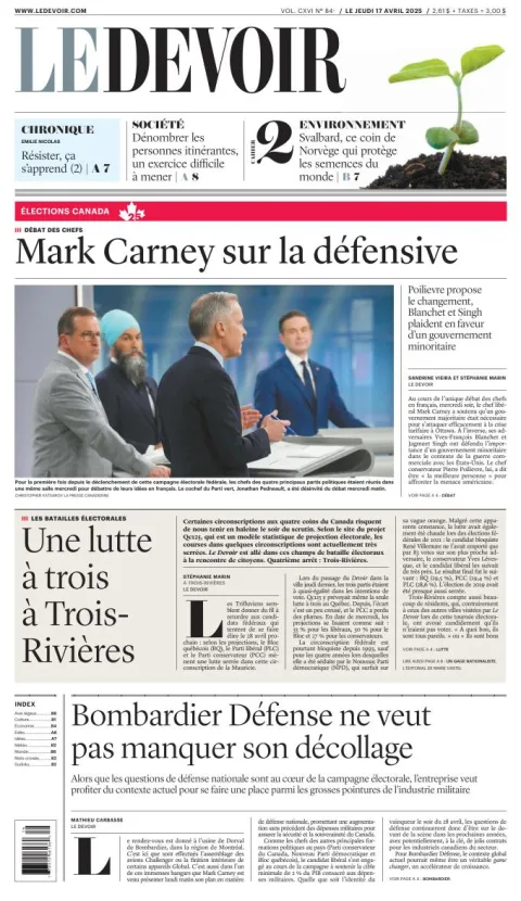 Portada de Le Devoir