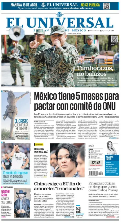 Portada de El Universal