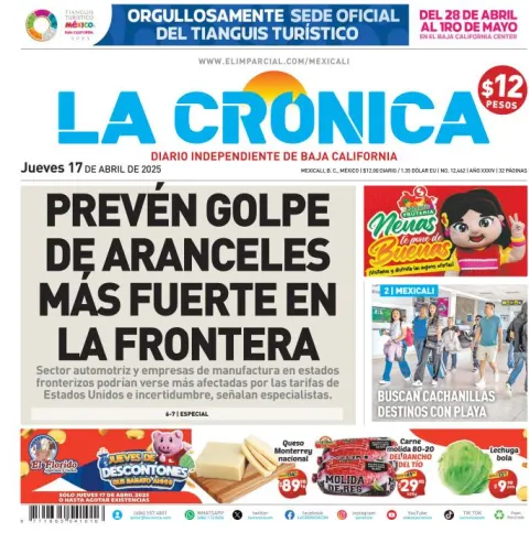 Portada de La Cronica del jueves, 17 de abril de 2025