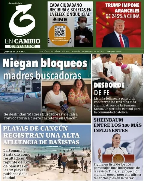 Portada de En Cambio - Quintana Roo (portada) del jueves, 17 de abril de 2025