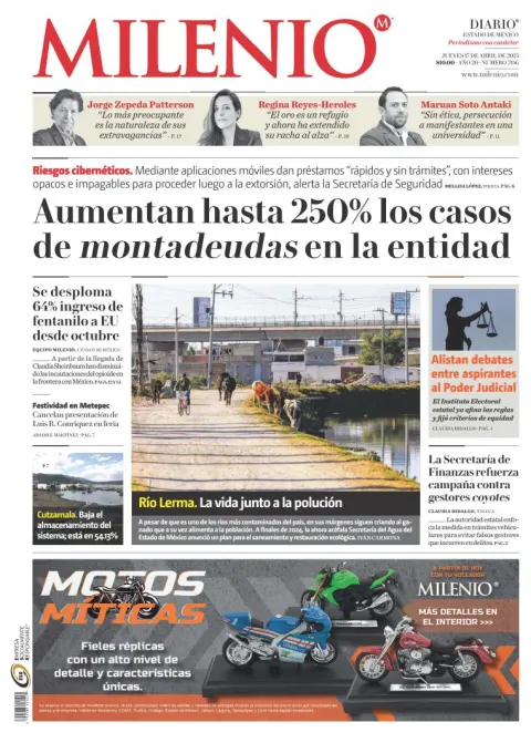 Portada de Milenio Edo de Mexico del jueves, 17 de abril de 2025