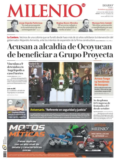 Portada de Milenio Puebla del jueves, 17 de abril de 2025