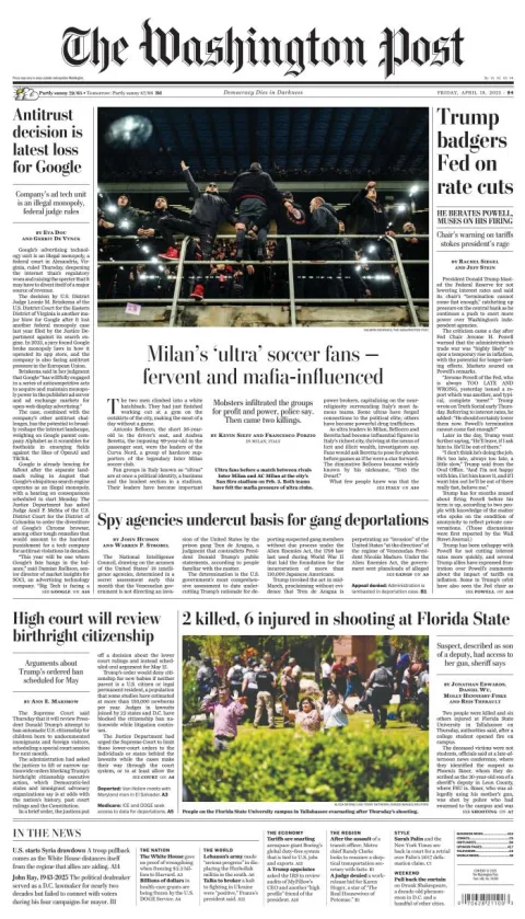 Portada de The Washington Post