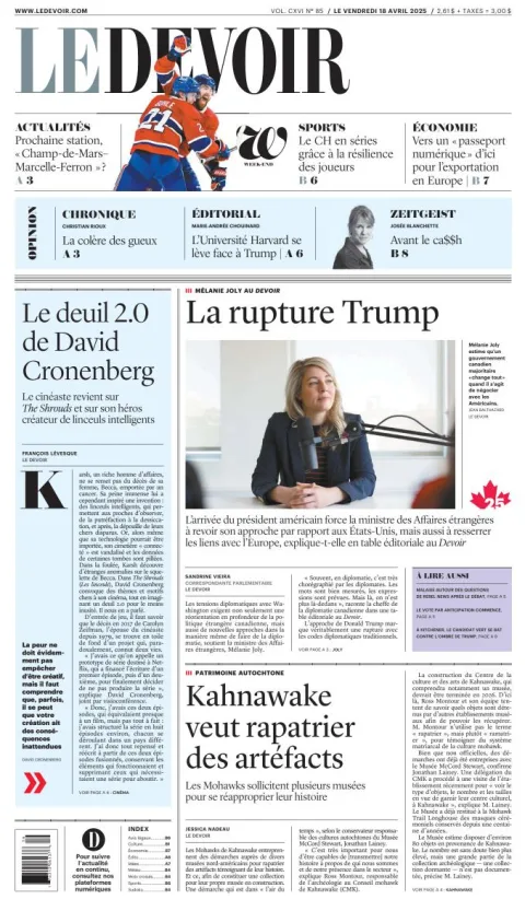 Portada de Le Devoir