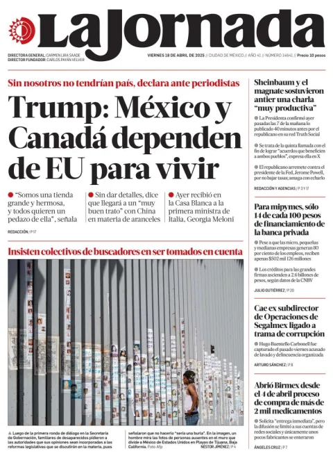 Portada de La Jornada