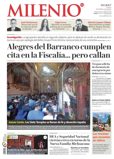 Portada de Milenio Jalisco