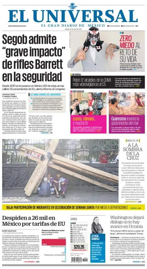 Portada de El Universal