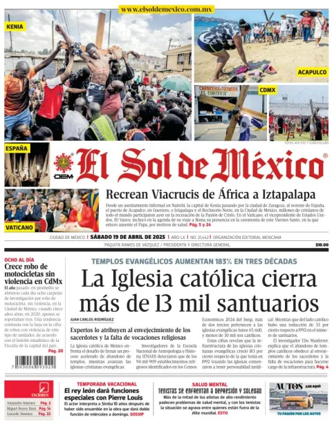 Portada de El Sol de Mexico