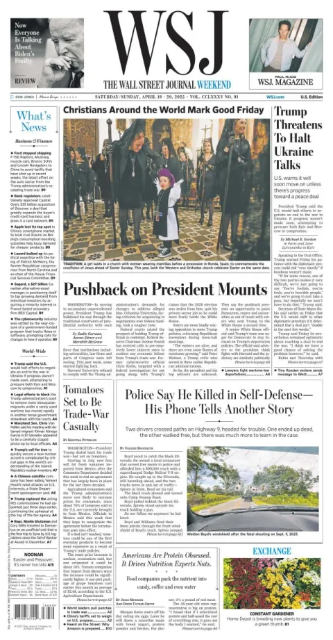 Portada de The Wall Street Journal