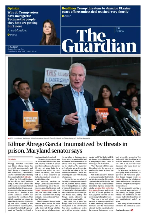Portada de The Guardian (usa)