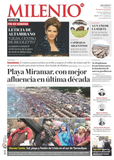 Portada de Milenio Tamaulipas del sábado, 19 de abril de 2025