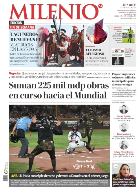 Portada de Milenio Laguna del sábado, 19 de abril de 2025