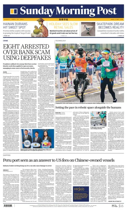 Portada de South China Morning Post del domingo, 20 de abril de 2025