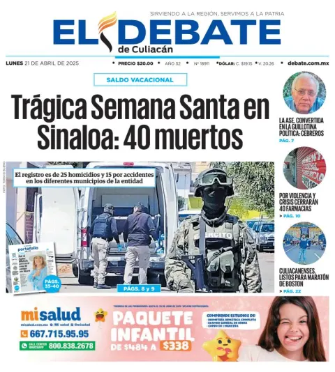 Portada de El Debate de Culiacan
