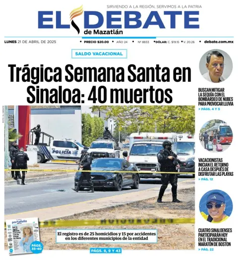Portada de El Debate de Mazatlan