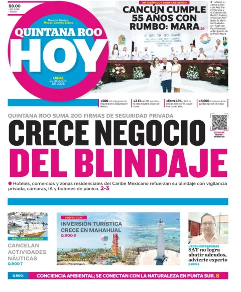Portada de Quintana Roo Hoy del lunes, 21 de abril de 2025