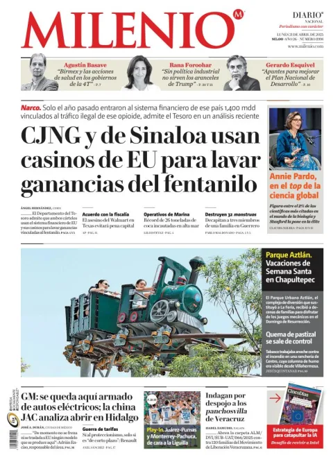 Portada de Milenio del lunes, 21 de abril de 2025