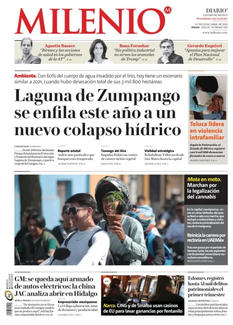 Portada de Milenio Edo de Mexico del lunes, 21 de abril de 2025