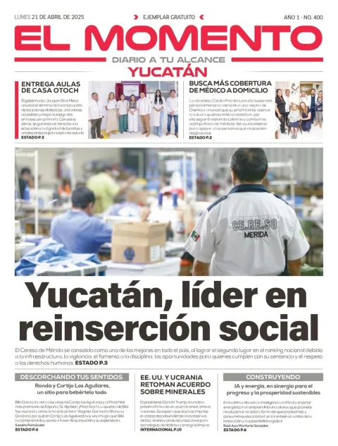Portada de El Momento Yucatan del lunes, 21 de abril de 2025