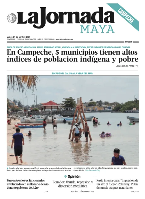 Portada de La Jornada Maya Campeche del lunes, 21 de abril de 2025