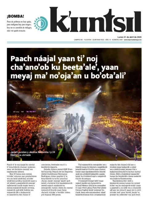 Portada de La Jornada - Kiintsil del lunes, 21 de abril de 2025