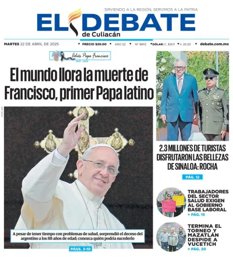 Portada de El Debate de Culiacan del martes, 22 de abril de 2025